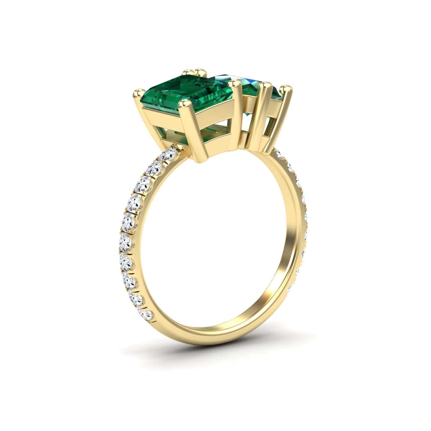 Lab Grown Emerald Toi et Moi Ring - Gauri