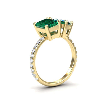 Lab Grown Emerald Toi et Moi Ring - Gauri
