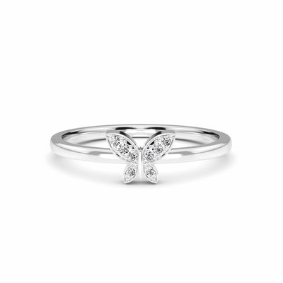 White Diamond Butterfly Shape Ring