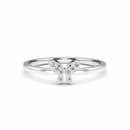 White Diamond Butterfly Shape Ring - Sneha