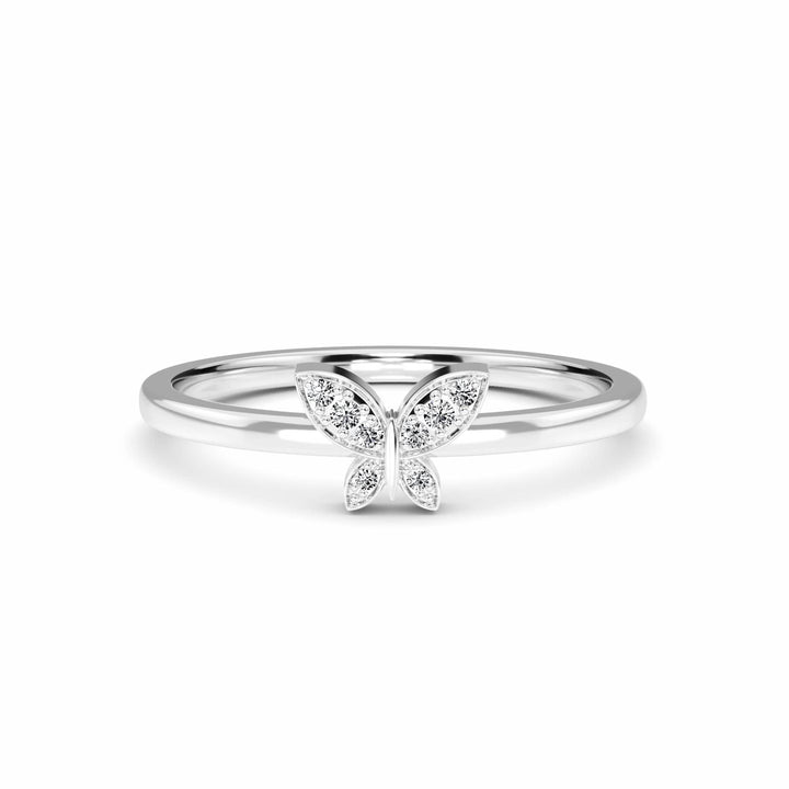 White Diamond Butterfly Shape Ring - Sneha