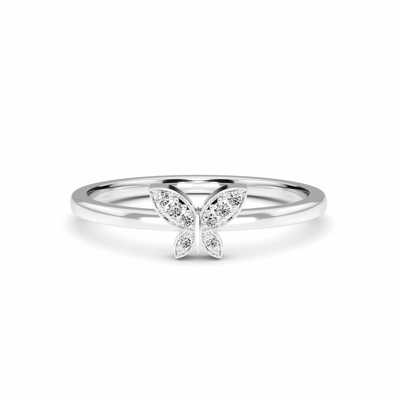 White Diamond Butterfly Shape Ring - Sneha