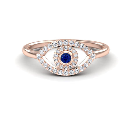 Blue Sapphire & Diamond Evil Eye Ring - Hazel