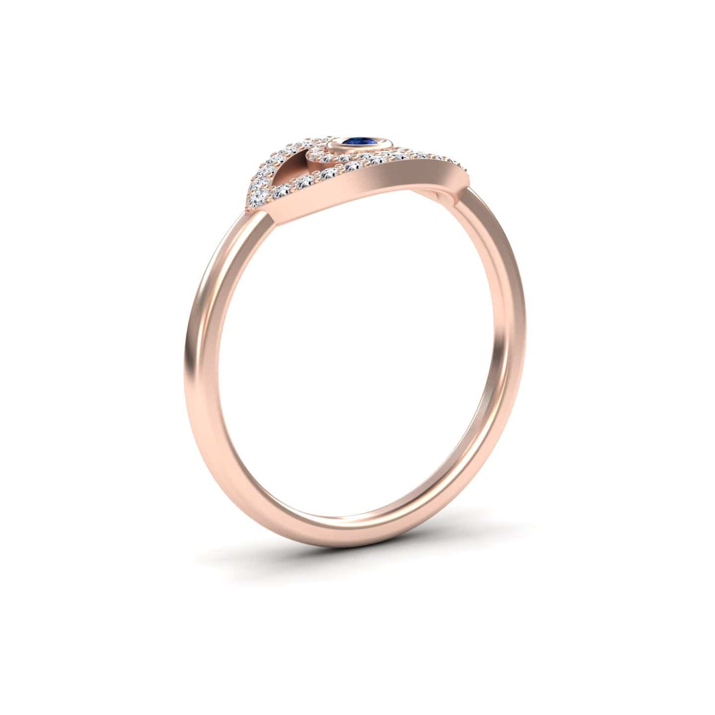 Blue Sapphire & Diamond Evil Eye Ring - Hazel