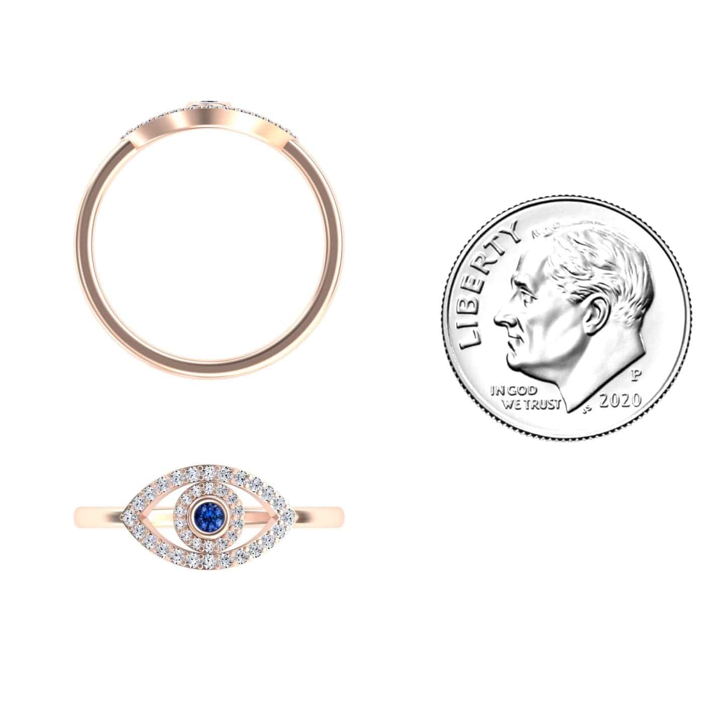 Blue Sapphire & Diamond Evil Eye Ring - Hazel