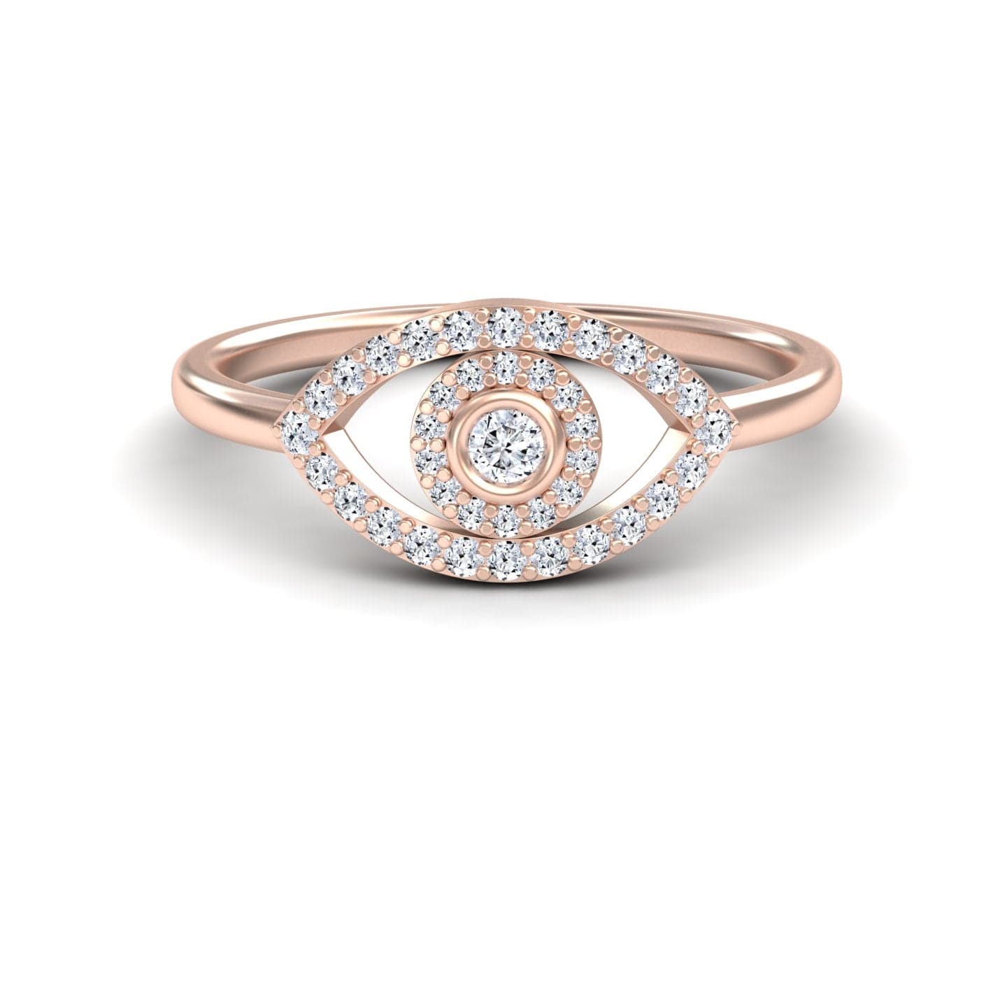 White Diamond Evil Eye Ring - Hazel