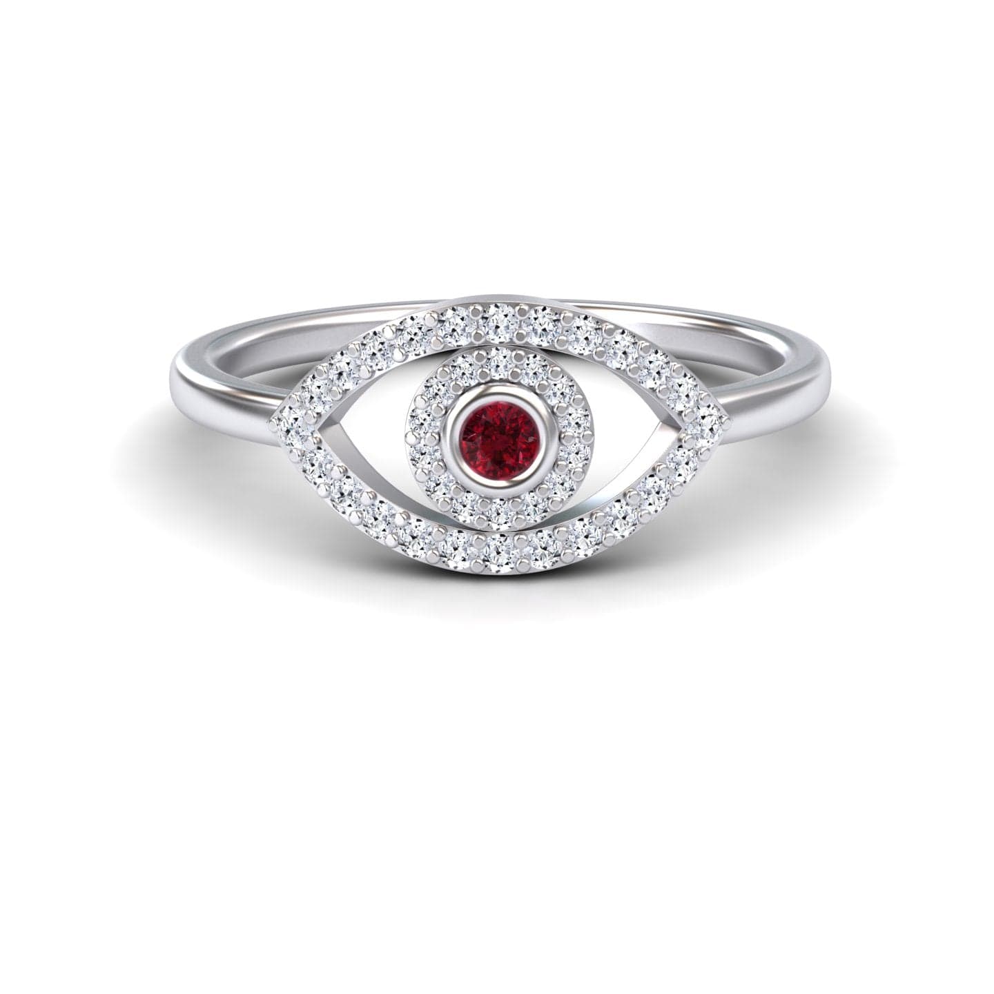 Ruby & Diamond Evil Eye Ring - Hazel