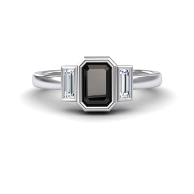 Black & White Diamond Three-Stone Art Deco Ring