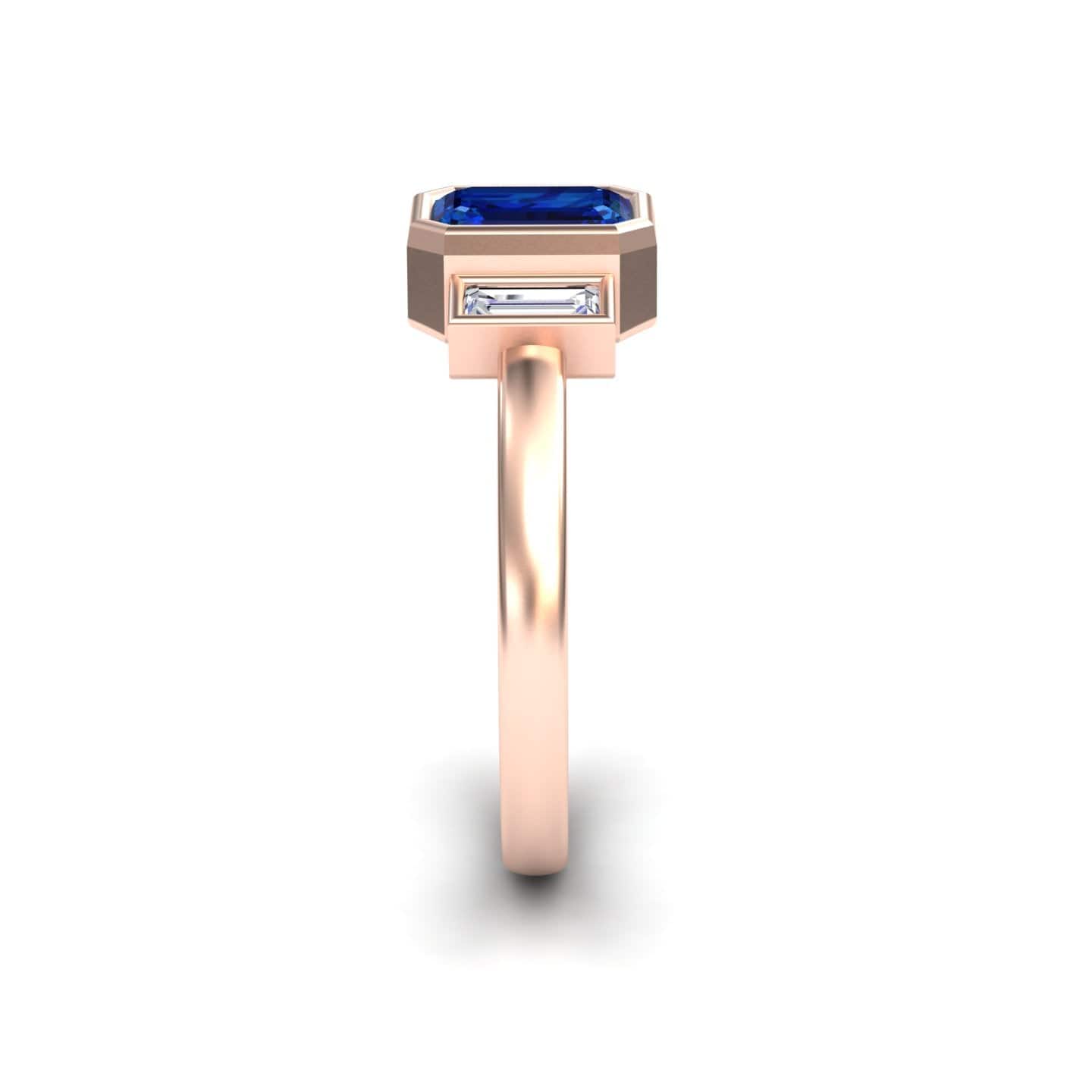 Blue Sapphire & Diamond Three-Stone Art Deco Ring - Ivy