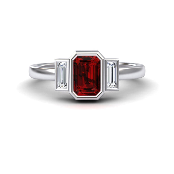 Ruby & Diamond Three-Stone Art Deco Ring - Ivy