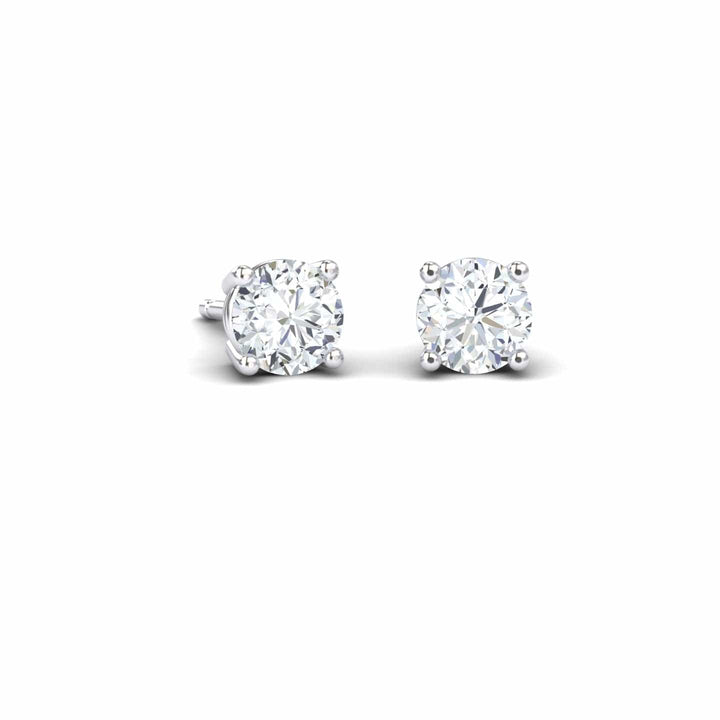 White Diamond Classic Four-Prong Stud Earrings - Krisha