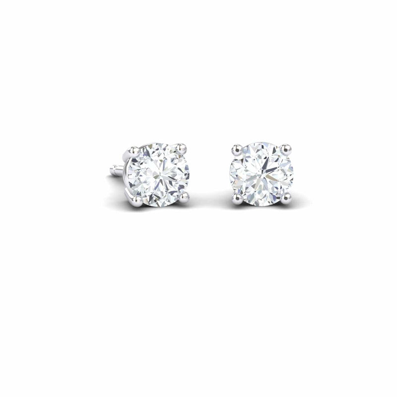 White Diamond Classic Four-Prong Stud Earrings - Krisha