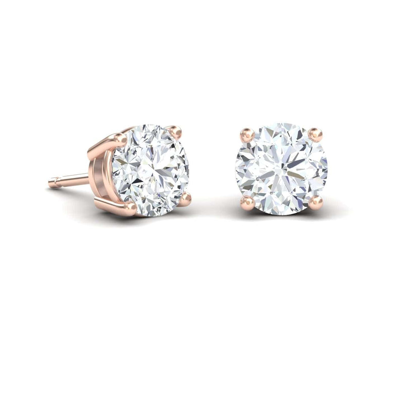 White Diamond Classic Four-Prong Stud Earrings - Krisha
