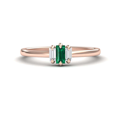 Emerald & Diamond Three Stone Ring