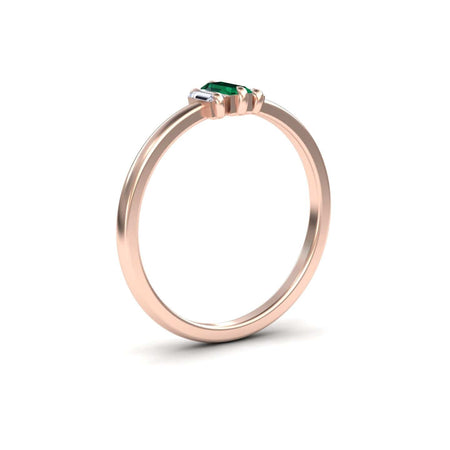 0.13-carat Emerald & Diamond Three Stone Ring in 14K Rose gold, Marina style, second view