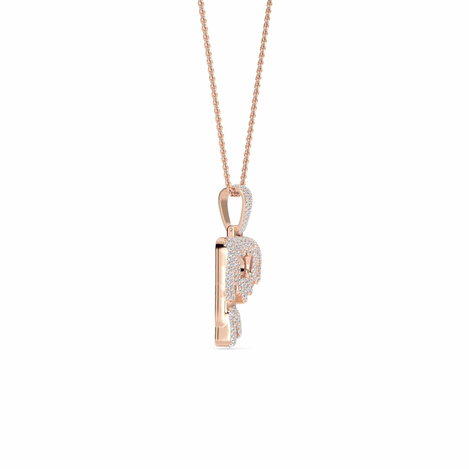 P Initial Dripping Diamond Pendant Necklace - Peng
