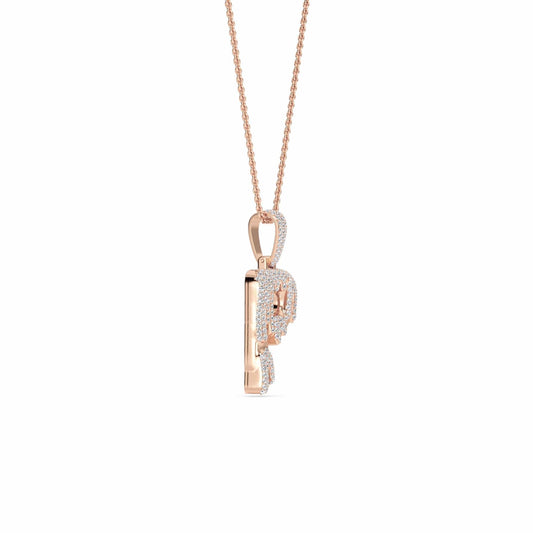 P Initial Dripping Diamond Pendant Necklace - Peng