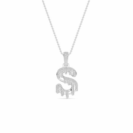 S Initial Dripping Diamond Pendant Necklace - Sergei
