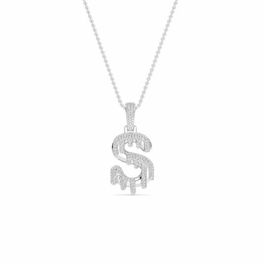 S Initial Dripping Diamond Pendant Necklace - Sergei