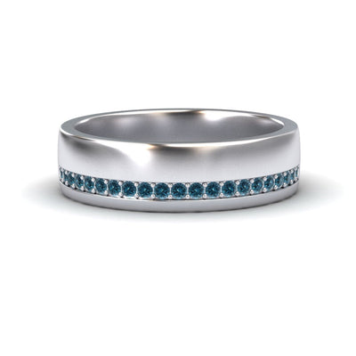 Men's Blue Diamond Channel-Set Wedding Band
