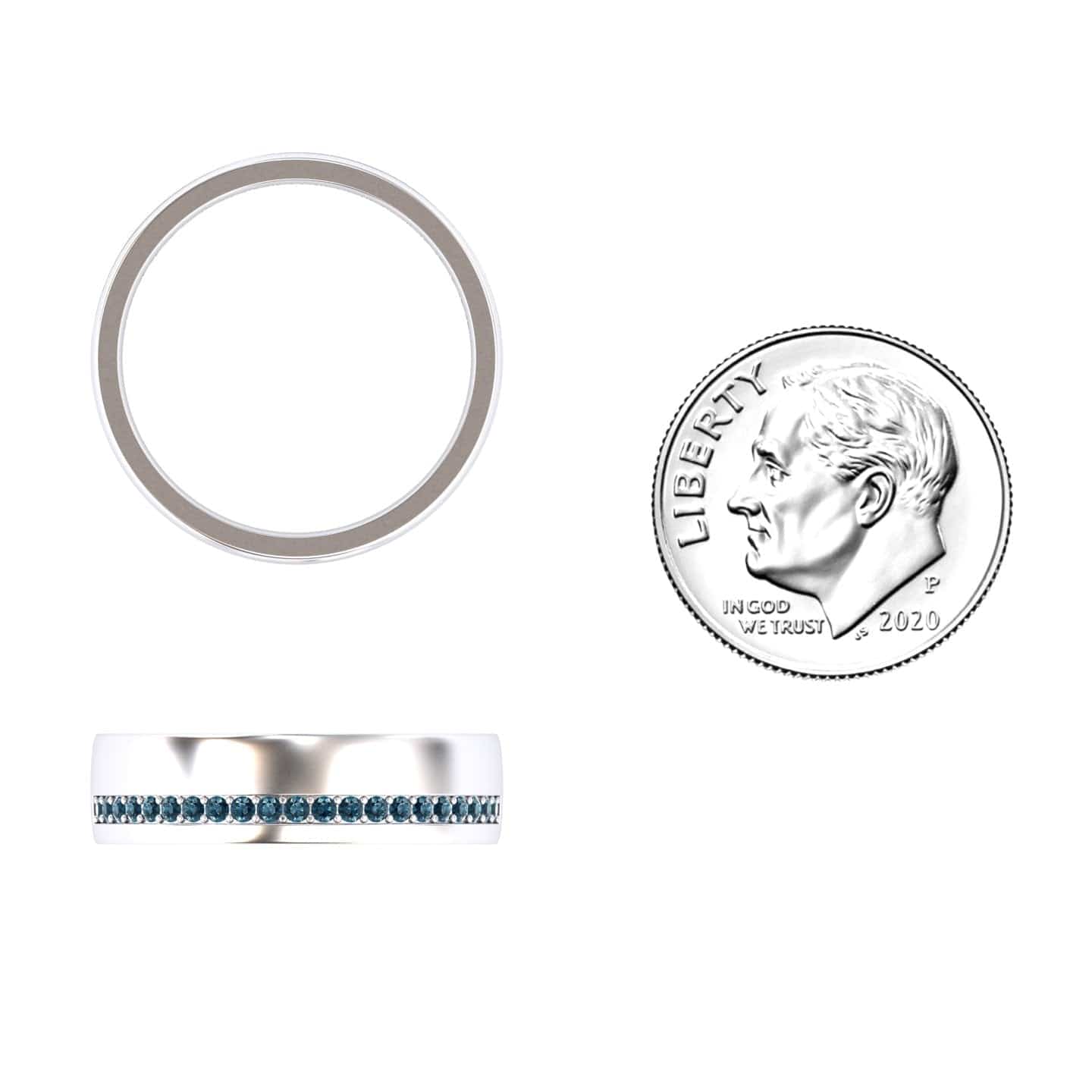 Men's Blue Diamond Channel-Set Wedding Band - Yan