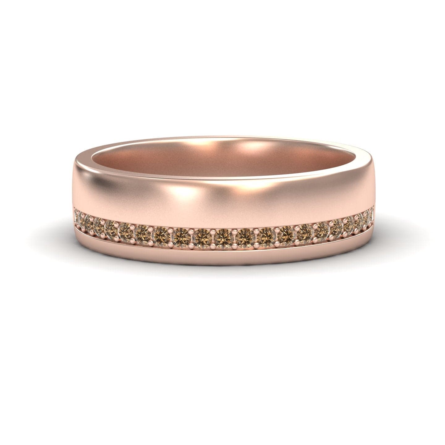 Men's Brown Diamond Channel-Set Wedding Band - Yan