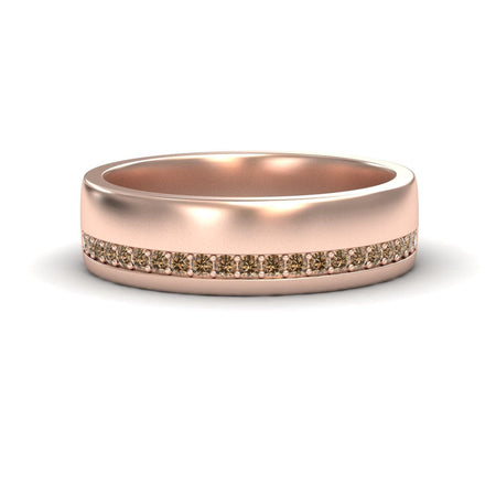 Men's Brown Diamond Channel-Set Wedding Band - Yan