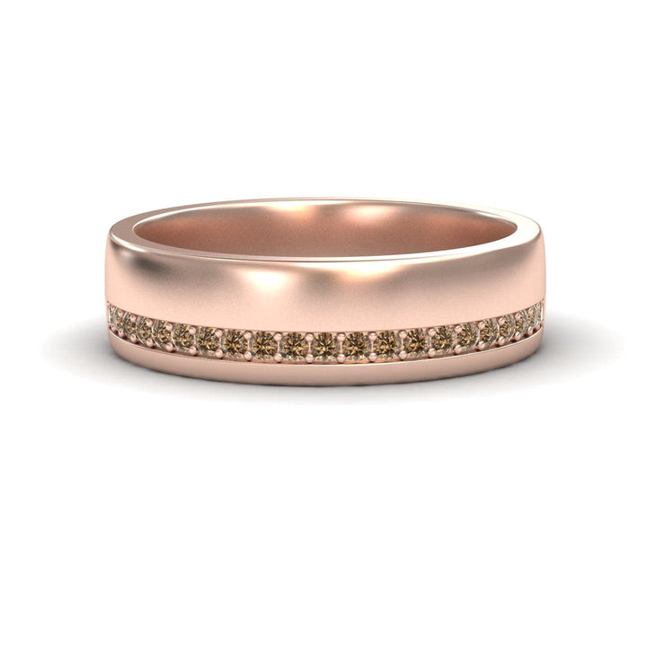 Men's Brown Diamond Channel-Set Wedding Band - Yan