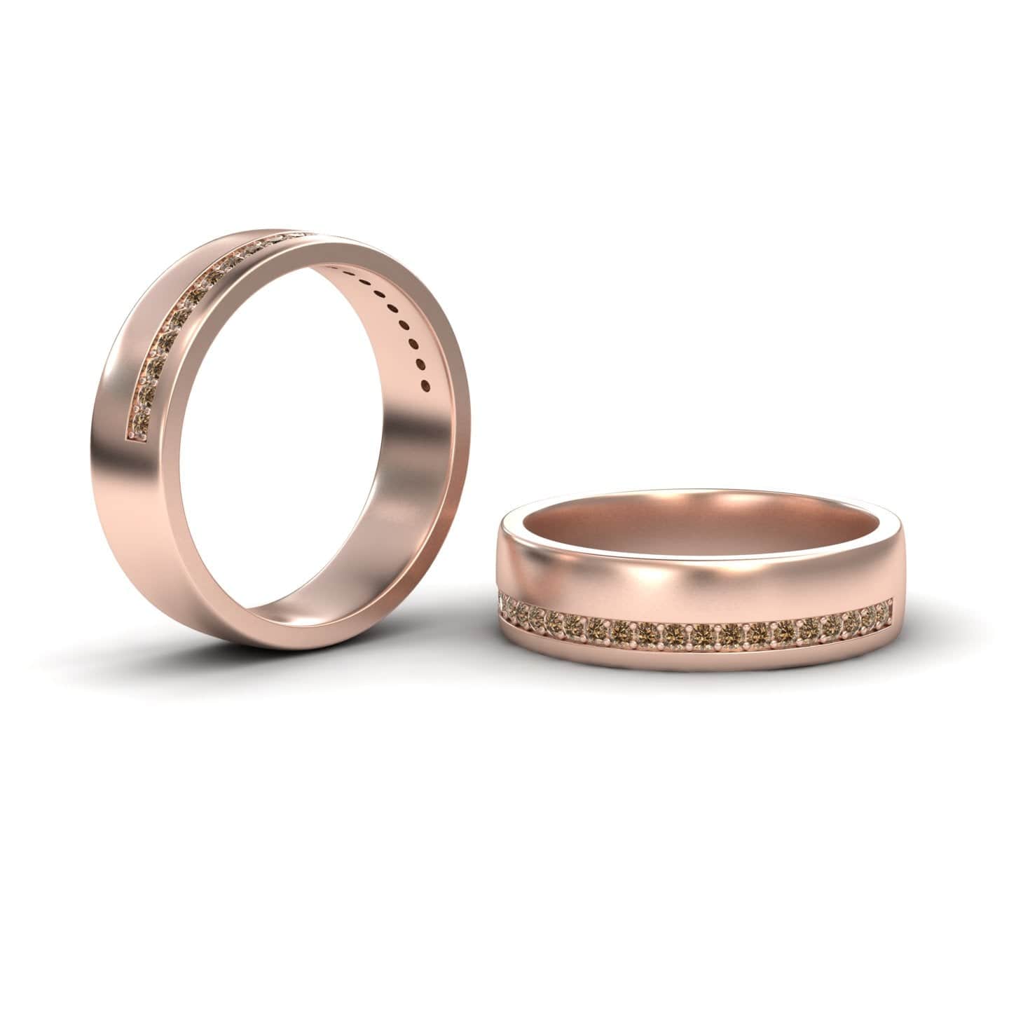 Men's Brown Diamond Channel-Set Wedding Band - Yan