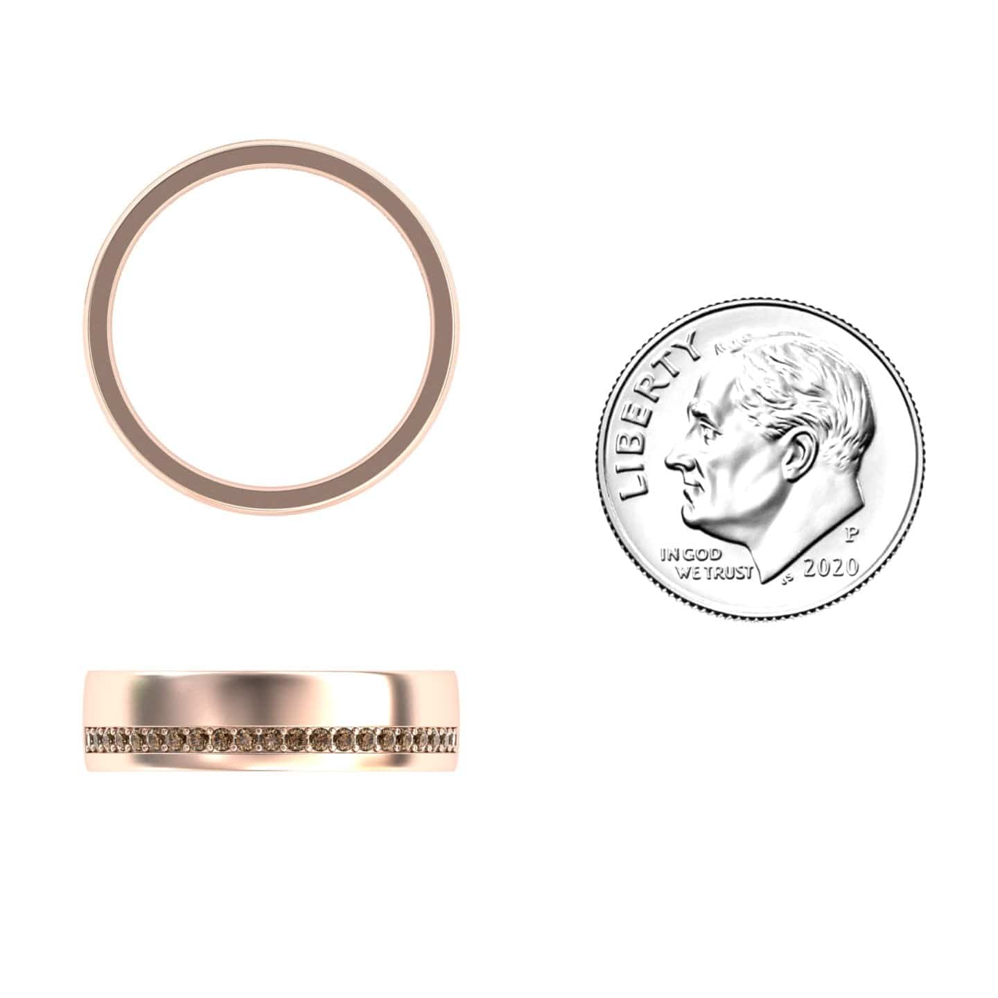 Men's Brown Diamond Channel-Set Wedding Band - Yan