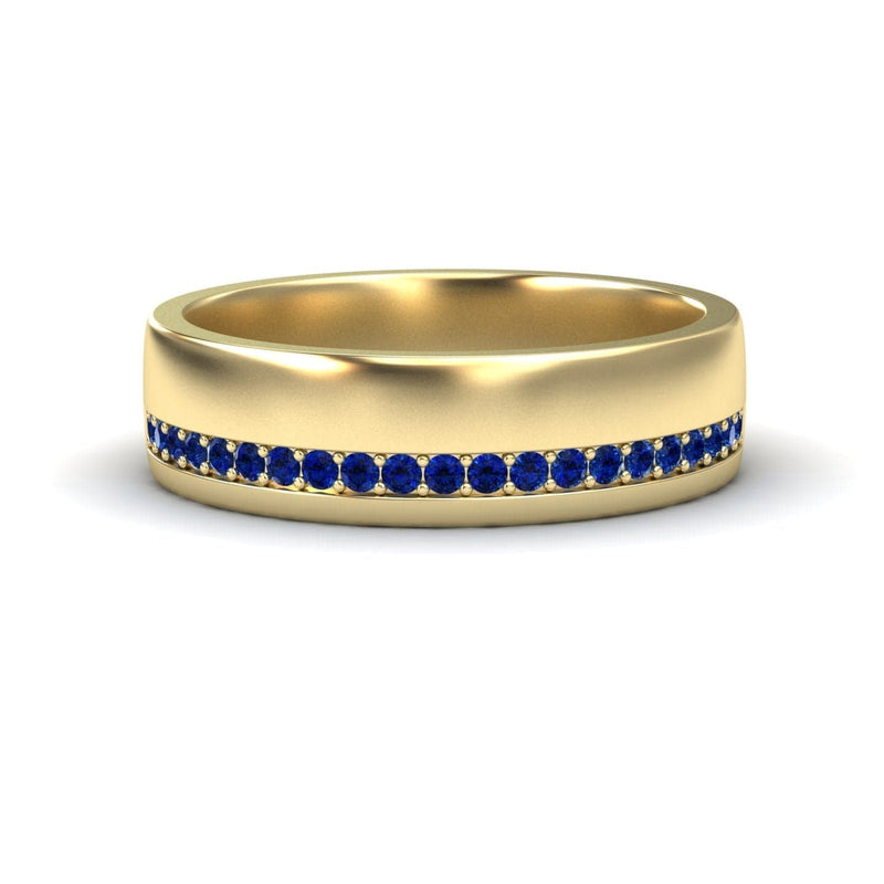 Men's Blue Sapphire Channel-Set Wedding Band - Yan