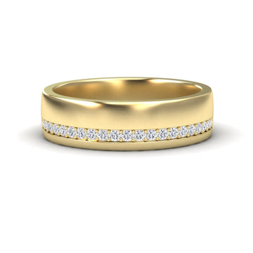 Men's White Diamond Channel-Set Wedding Band - Yan