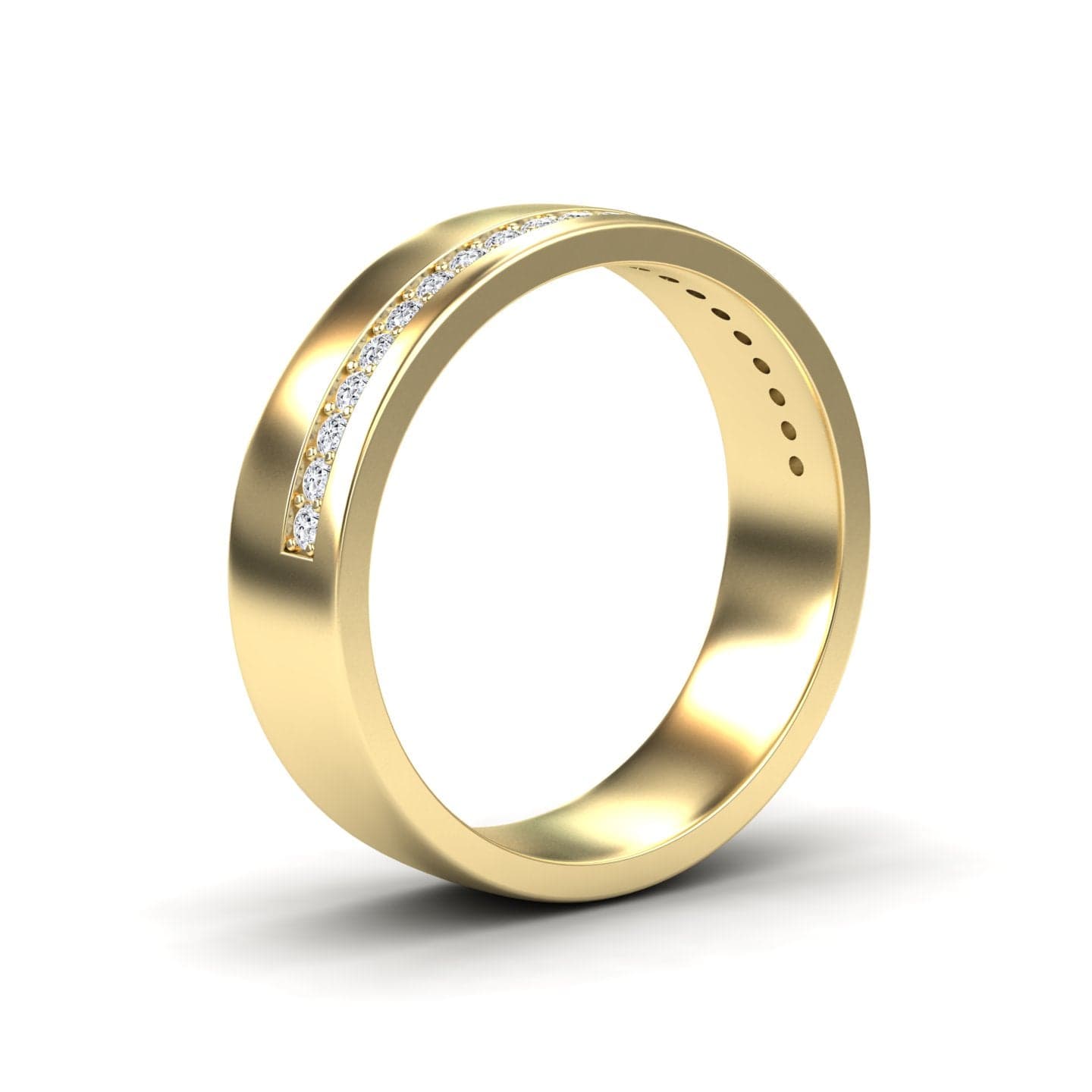 Men's White Diamond Channel-Set Wedding Band - Yan