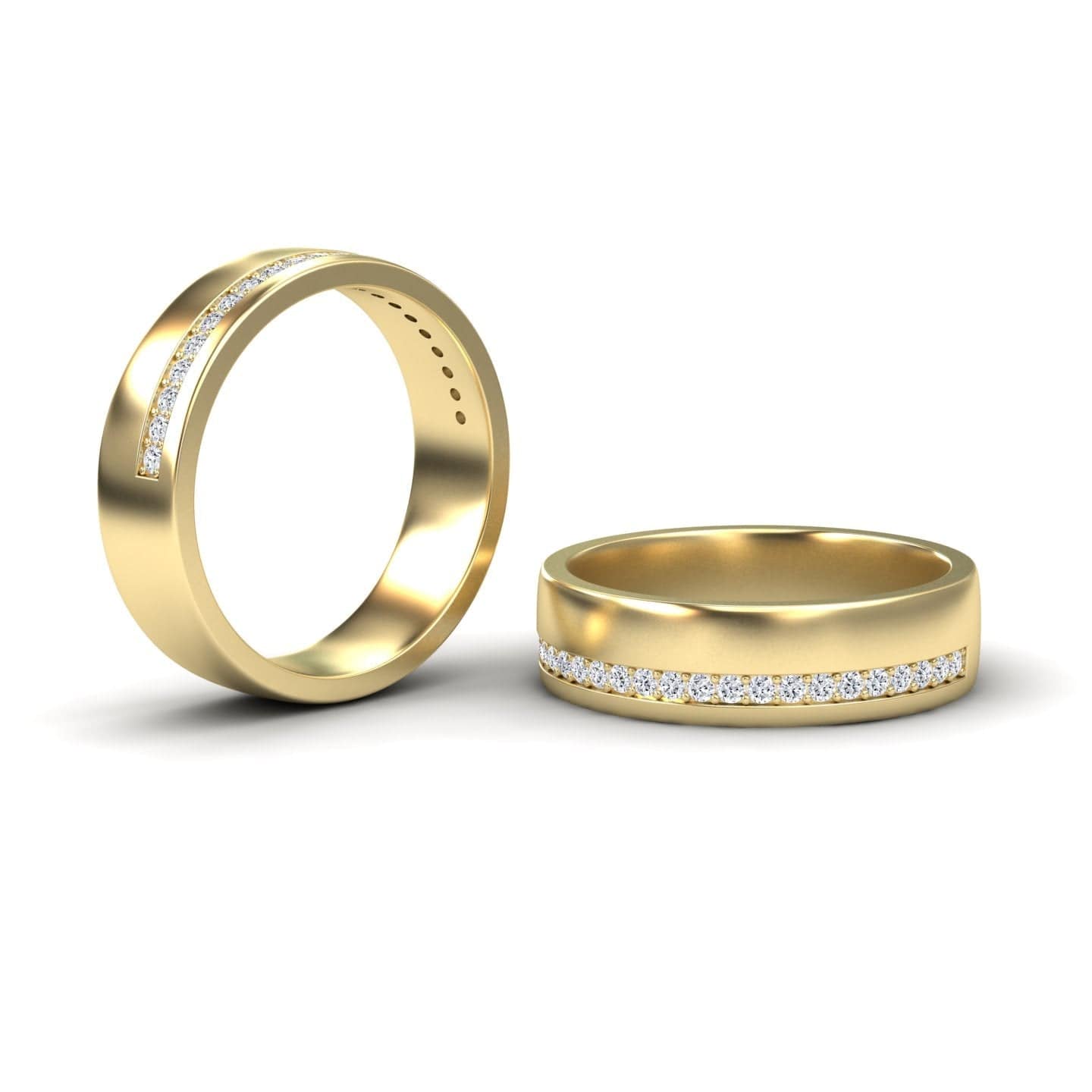 Men's White Diamond Channel-Set Wedding Band - Yan