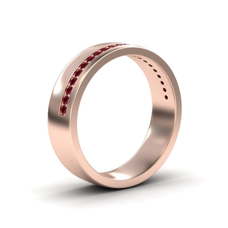Men's Ruby Channel-Set Wedding Band - Yan