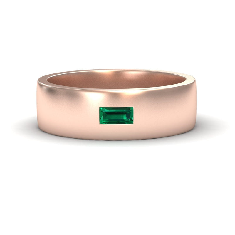 Emerald Solitaire Men’s Band Ring - Nayana