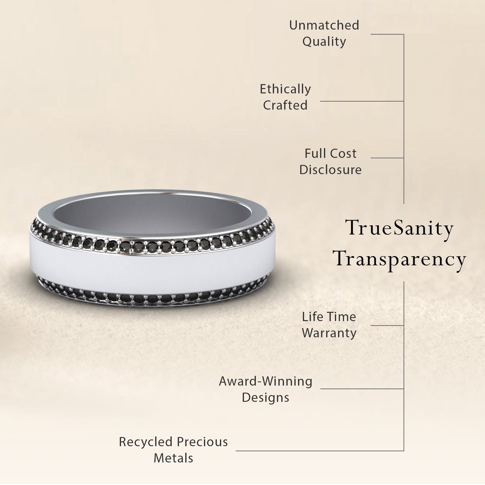 Black Diamond 6mm Eternity Wedding Ring - Caleb