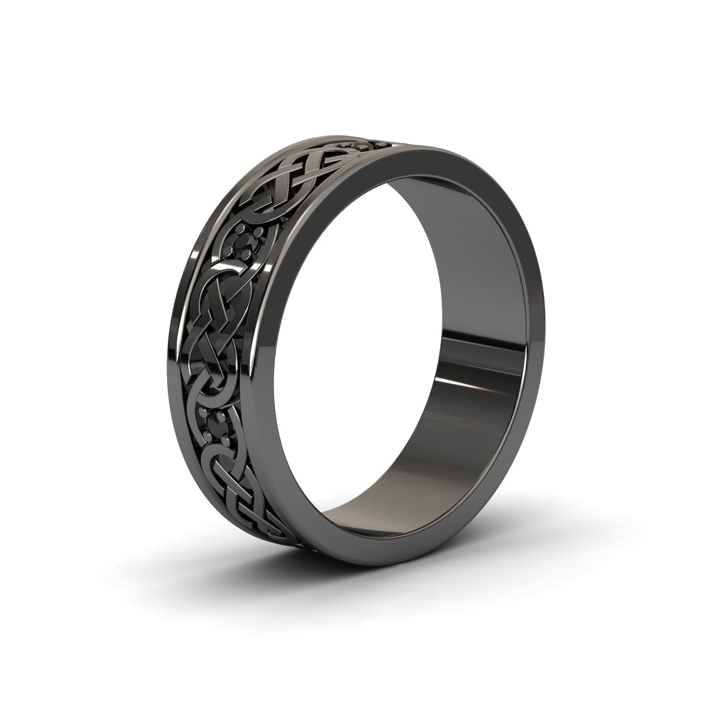 Black Diamond Celtic Knot Wedding Band - Li Mei