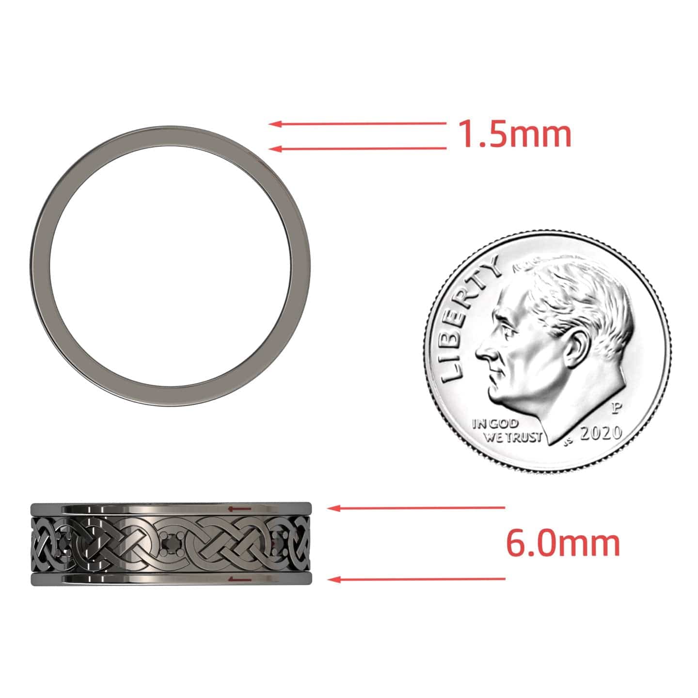 Black Diamond Celtic Knot Wedding Band - Li Mei