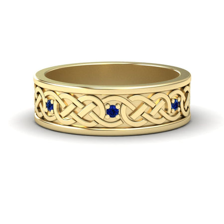Blue Sapphire Celtic Knot Wedding Band - Li Mei