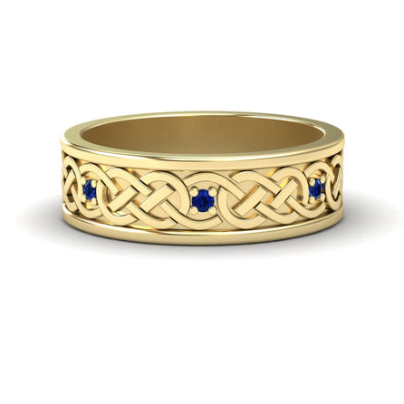 Blue Sapphire Celtic Knot Wedding Band - Li Mei