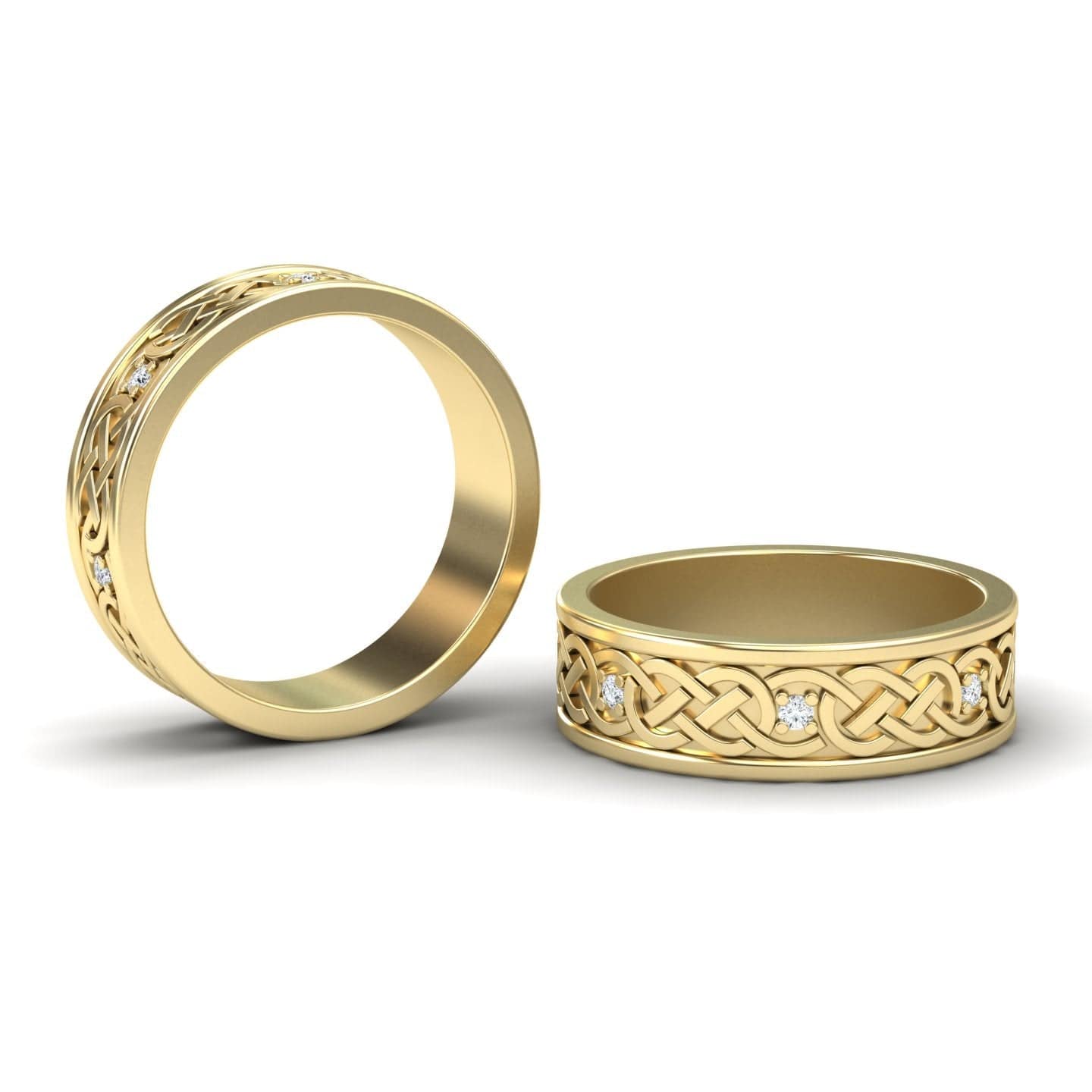 White Diamond Celtic Knot Wedding Band - Li Mei