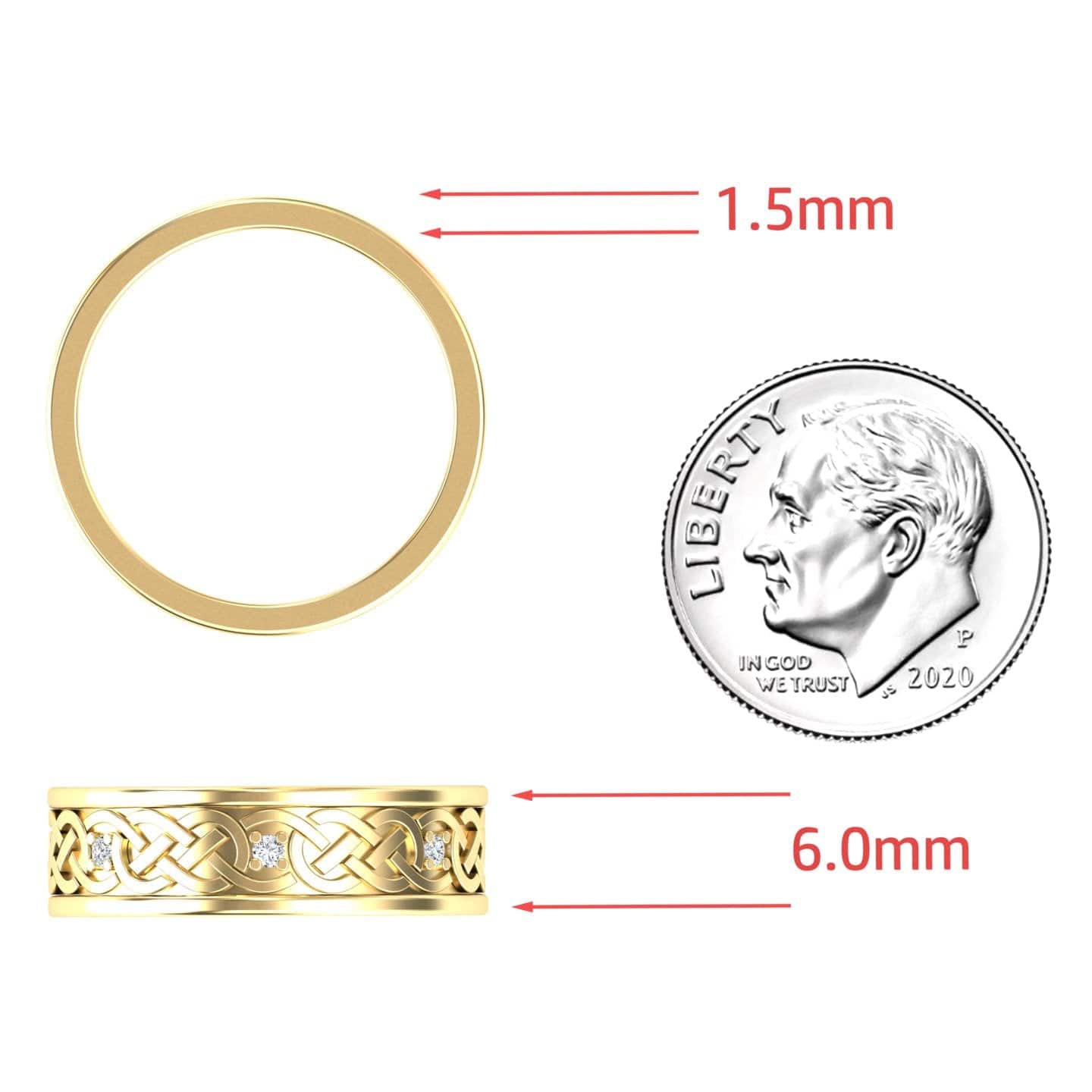 White Diamond Celtic Knot Wedding Band - Li Mei