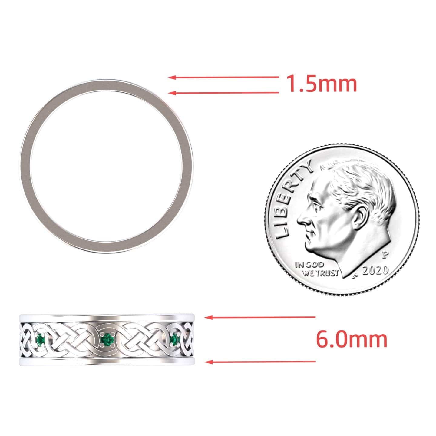 Emerald Celtic Knot Wedding Band - Li Mei