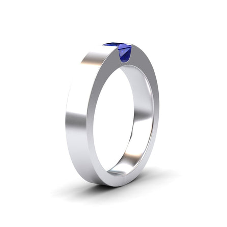 Blue Sapphire Solitaire Men's Band - Xiuling