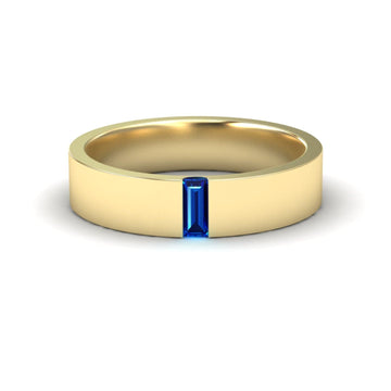 Blue Sapphire 4.5mm Men's Band Wedding Ring - Hudson