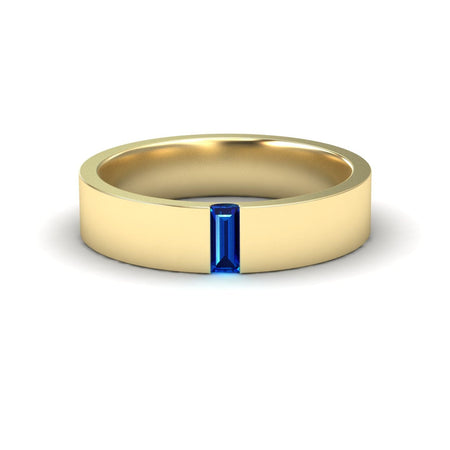 Blue Sapphire 4.5mm Men's Band Wedding Ring - Hudson