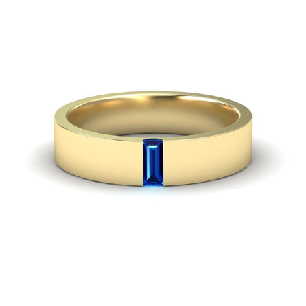 Blue Sapphire 4.5mm Men's Band Wedding Ring - Hudson