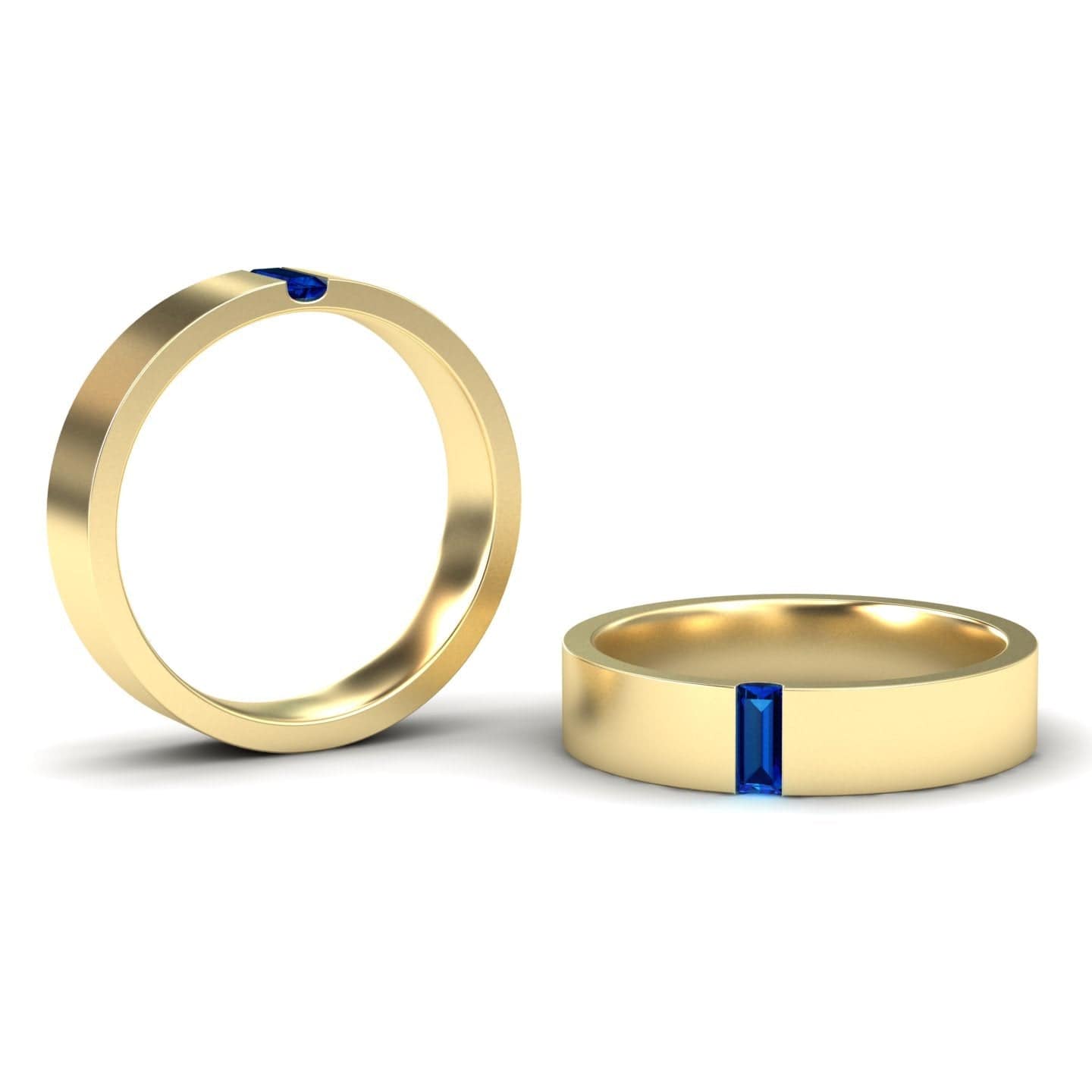 Blue Sapphire 4.5mm Men's Band Wedding Ring - Hudson