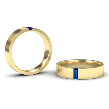 Blue Sapphire 4.5mm Men's Band Wedding Ring - Hudson